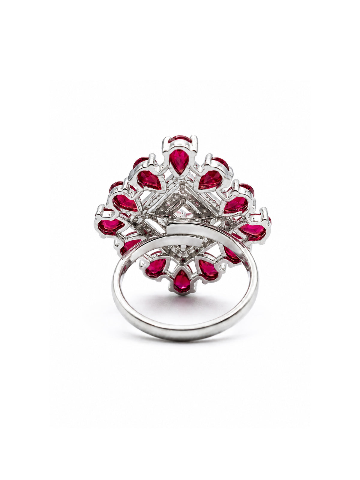 Silver Plated Red AD Finger Ring for Women