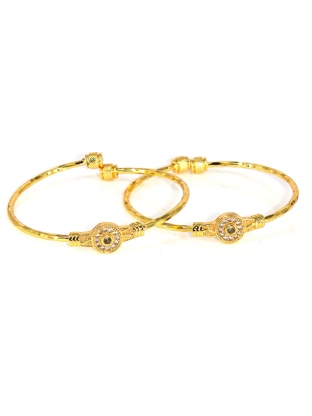 1 Gram Gold-Plated & American Diamond Bangle (Set of 2)