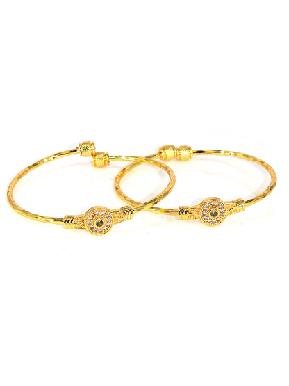 1 Gram Gold-Plated & American Diamond Bangle (Set of 2)