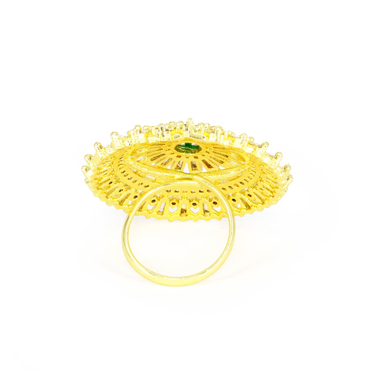 Gold Plated Green AD Finger Ring for Women