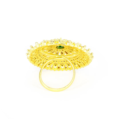 Gold Plated Green AD Finger Ring for Women
