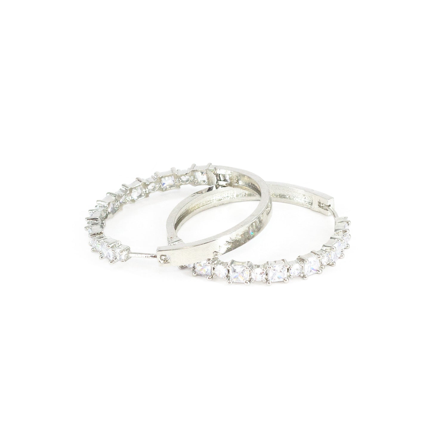 Silver Plated AD Hoop Earrings for Women