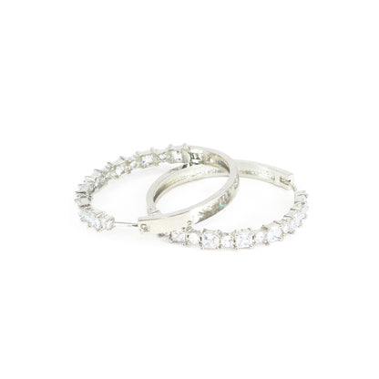 Silver Plated AD Hoop Earrings for Women