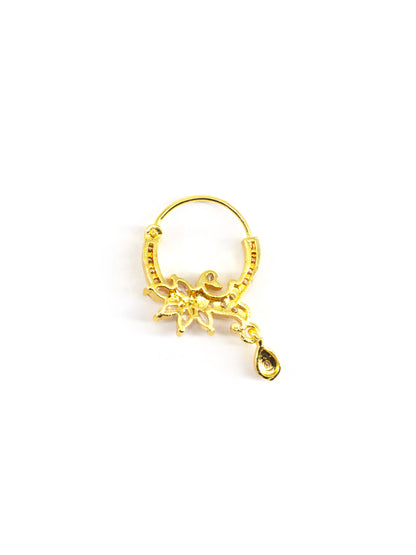 Gold Plated White AD Peacock Nose Ring for Women