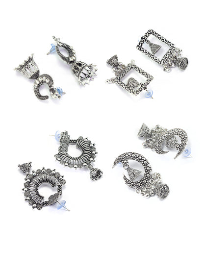 Set of 4 Floral & Peacock Chandbali & Jhumki Earrings