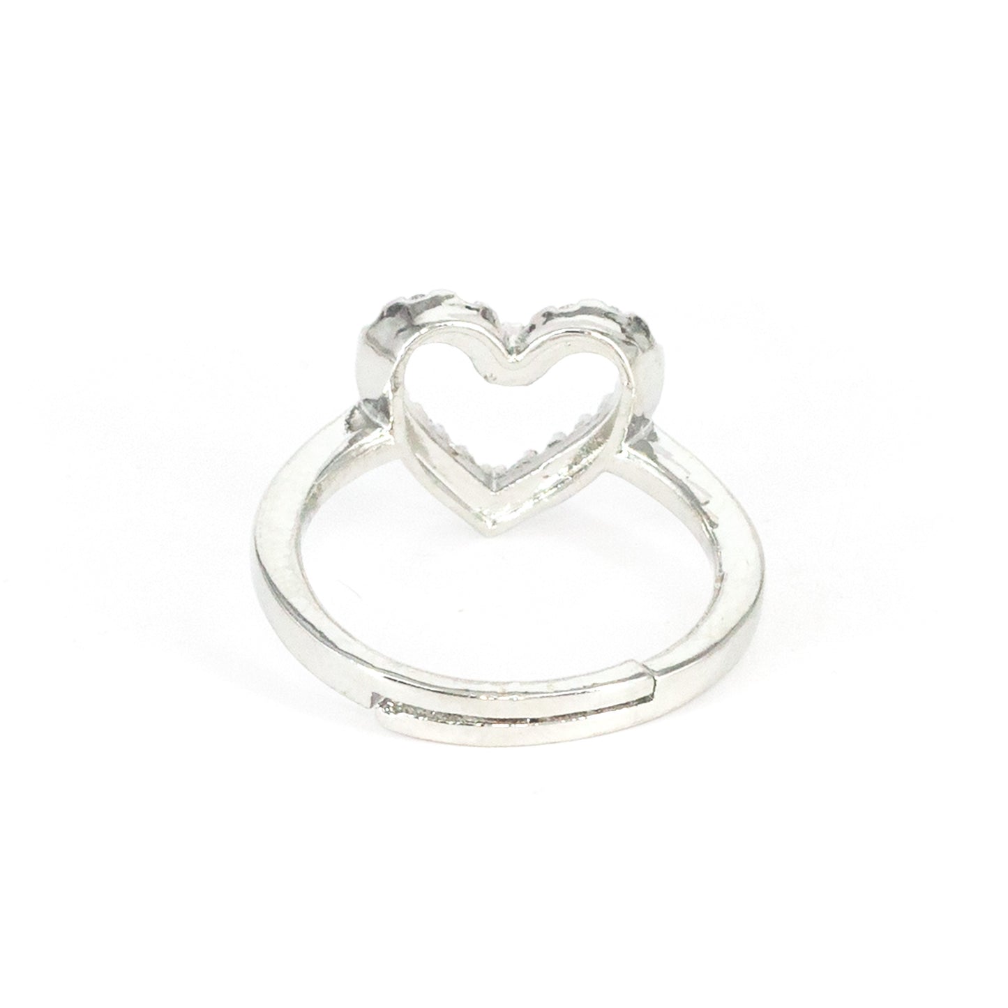 Silver Plated AD Heart Finger Ring for Women