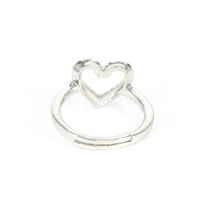 Silver Plated AD Heart Finger Ring for Women