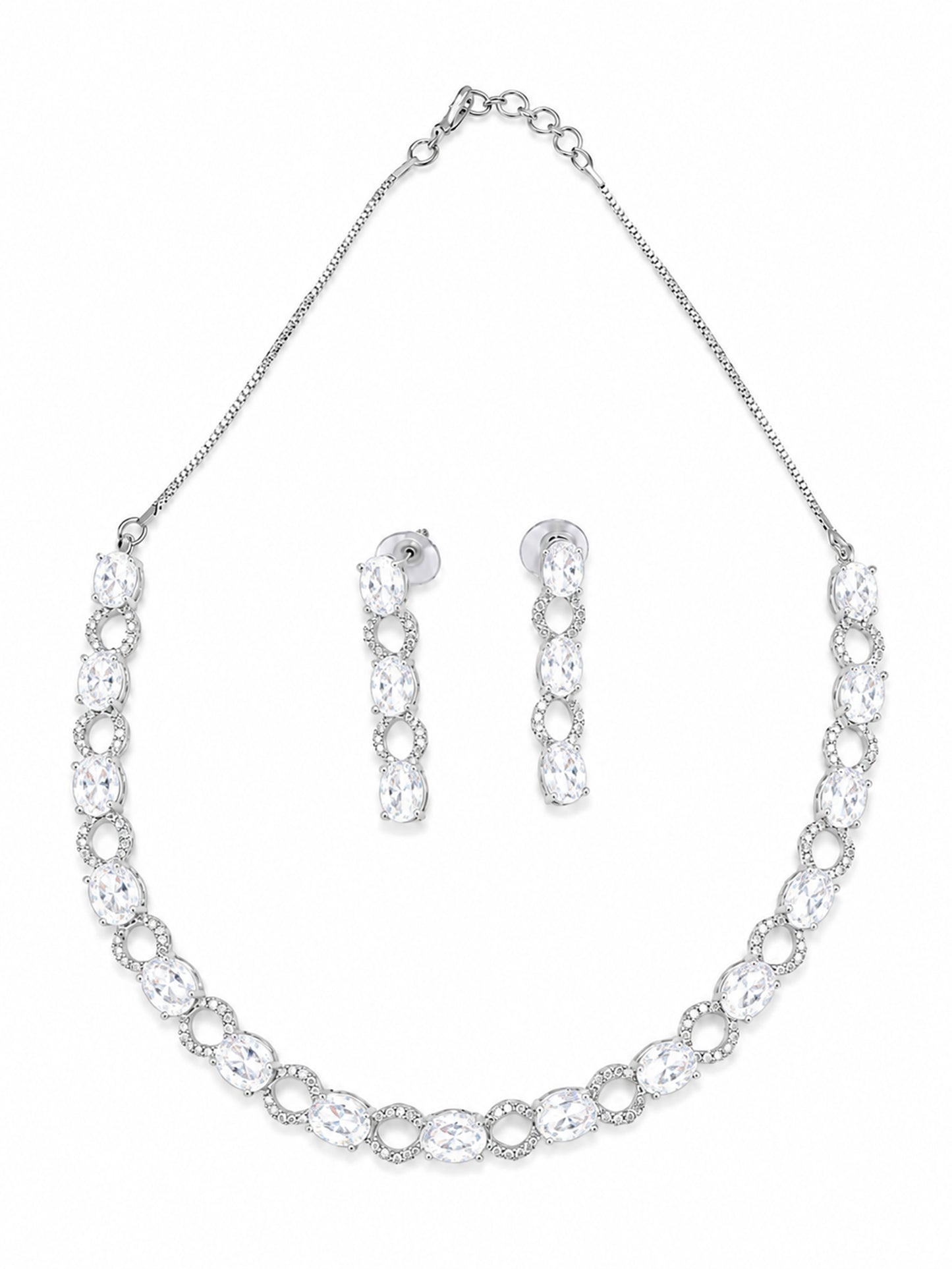 Silver Plated AD Choker Set for Women