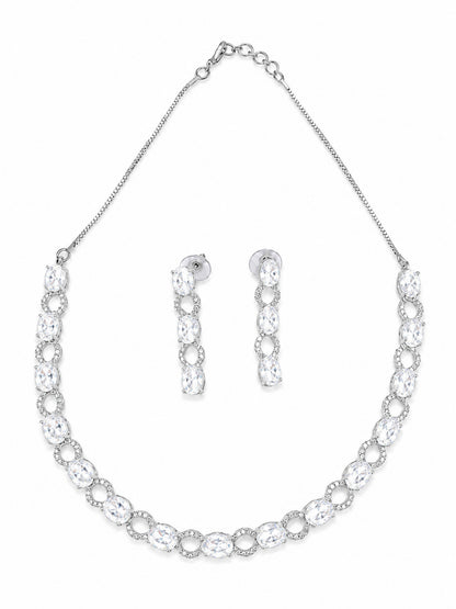 Silver Plated AD Choker Set for Women