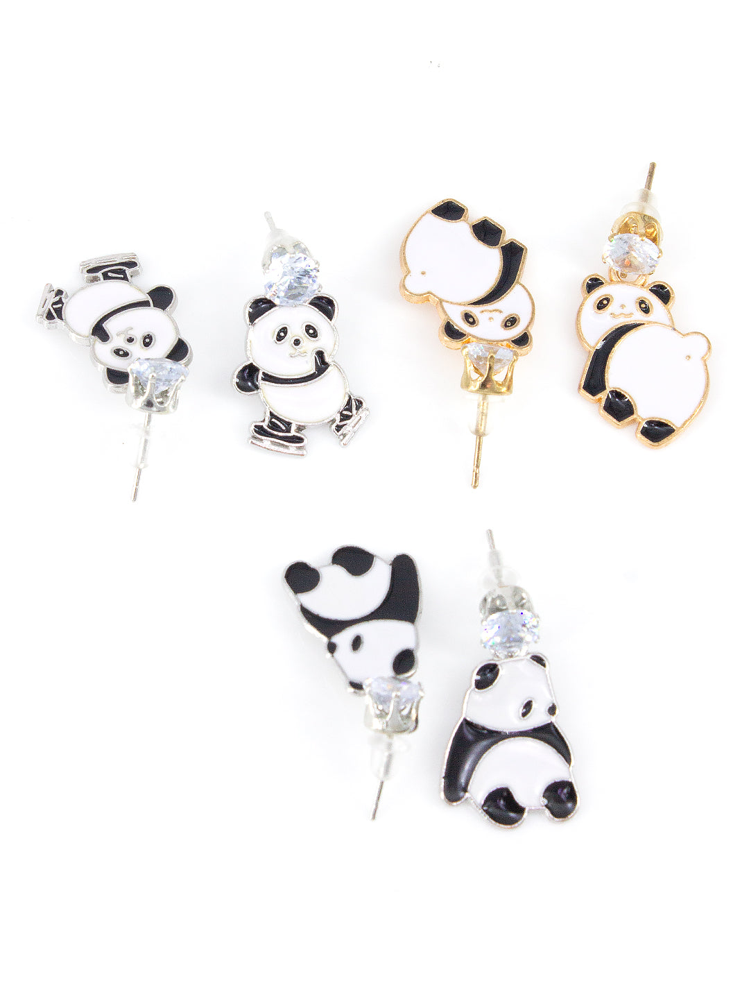 Set of 3 Cute Panda Earrings For Women and Girls
