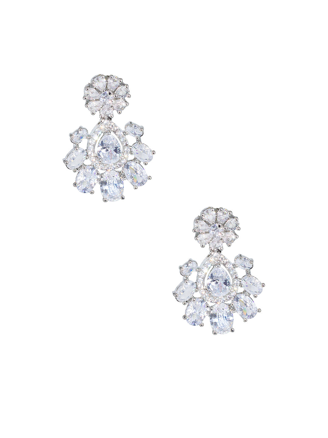 American Diamond Floral Designer Statement Jewellery Set