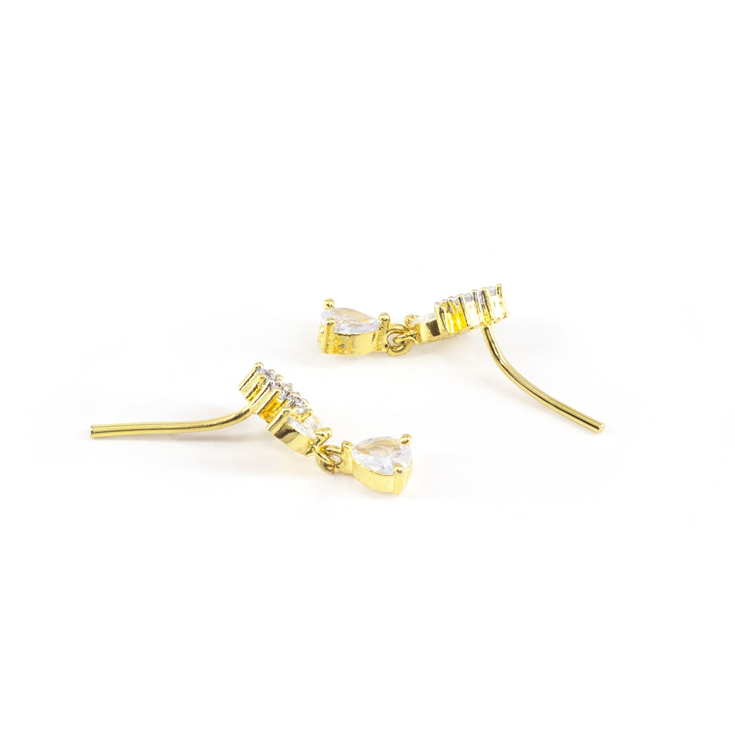 Gold Plated AD Minimal Drop Earrings for Women