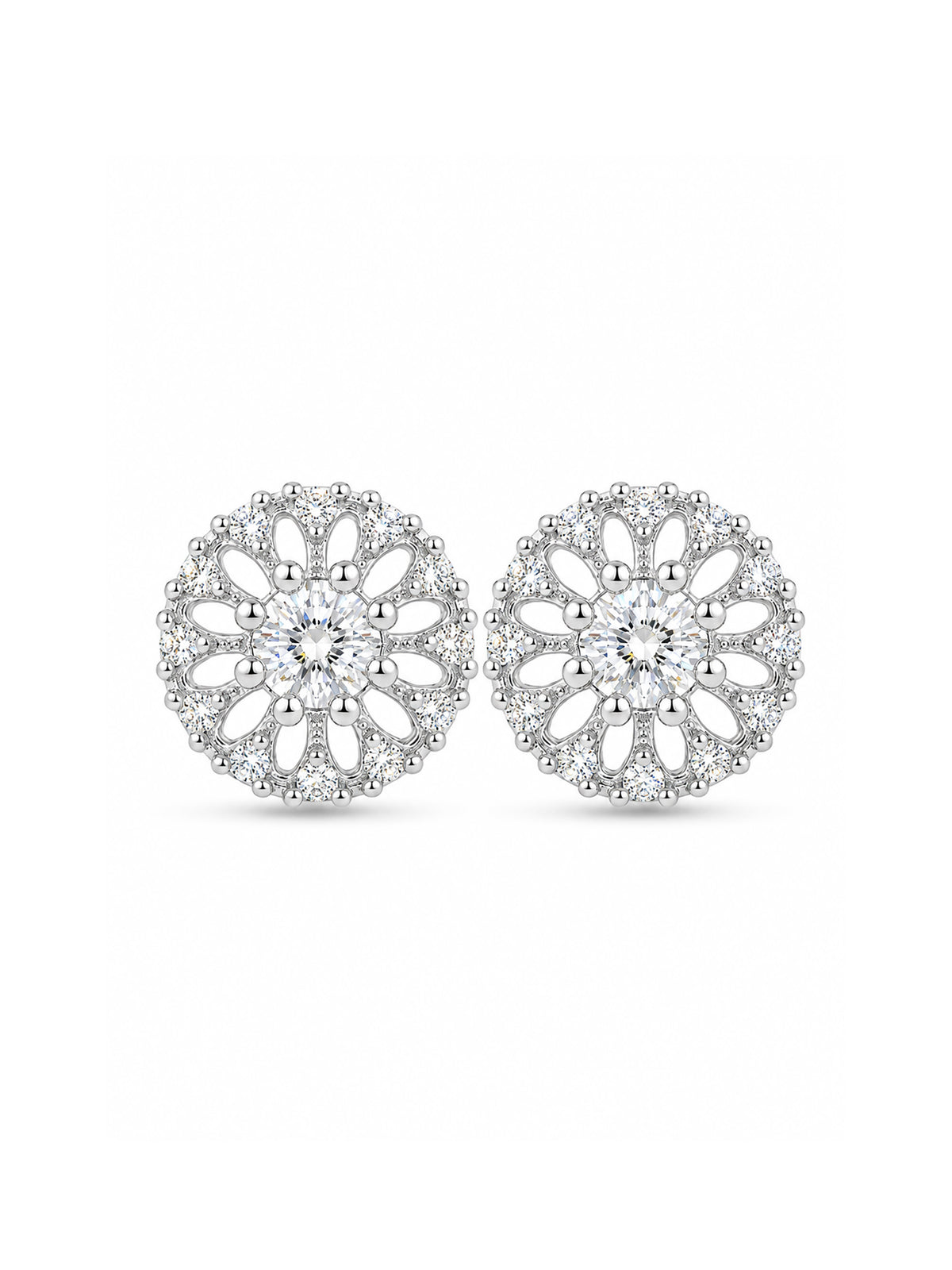 Rhodium Plated AD Stud Earrings for Women