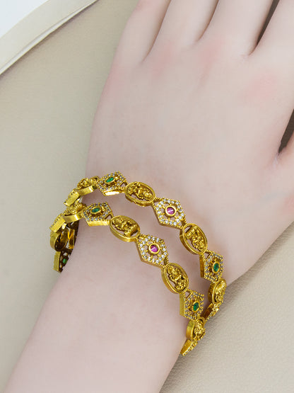 Set Of 2 Gold-Plated American Diamond Studded Bangles