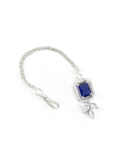 Rhodium Plated Blue AD Maang Tikka