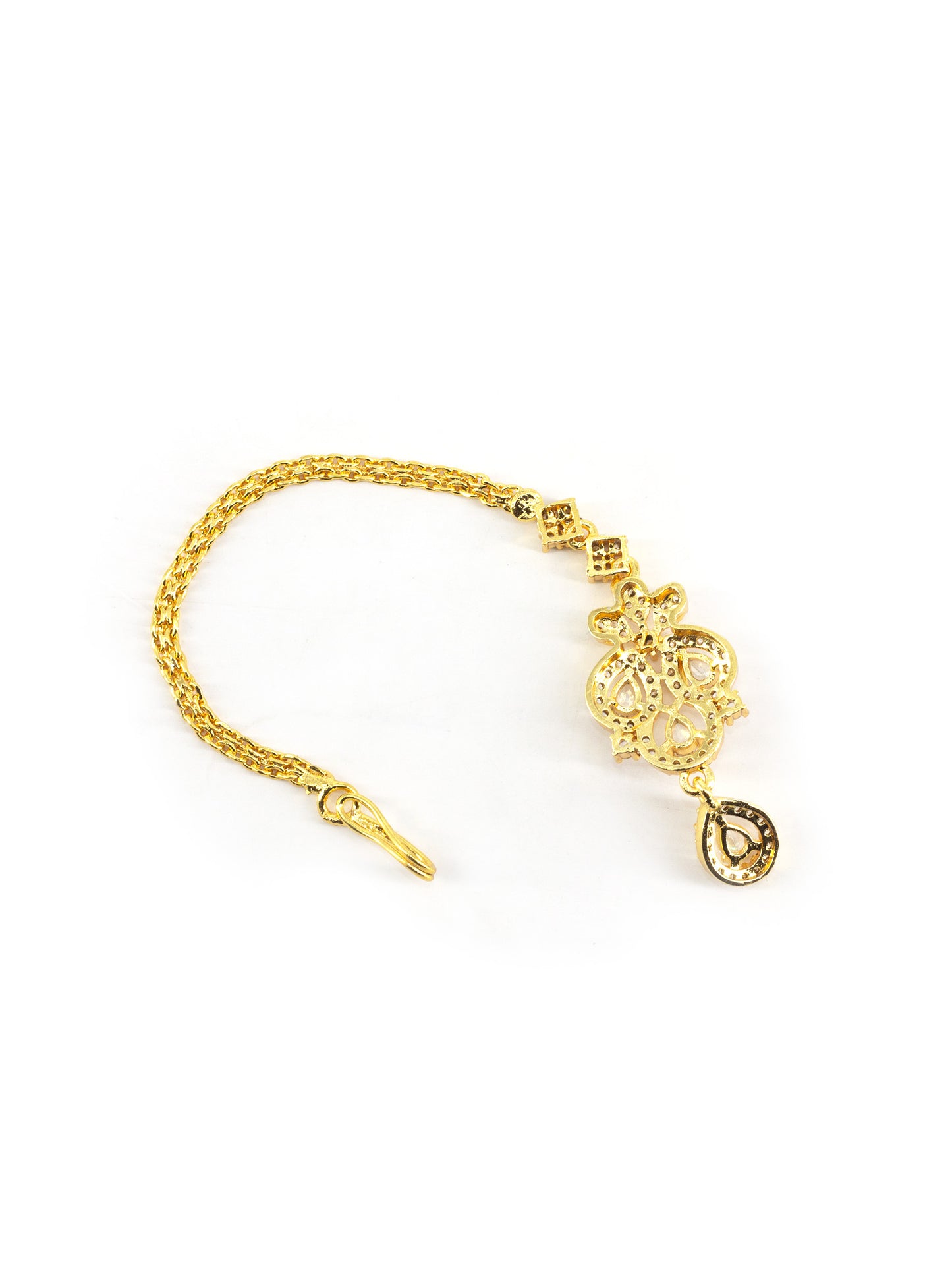 Gold Plated Drop AD Maang Tikka for Women