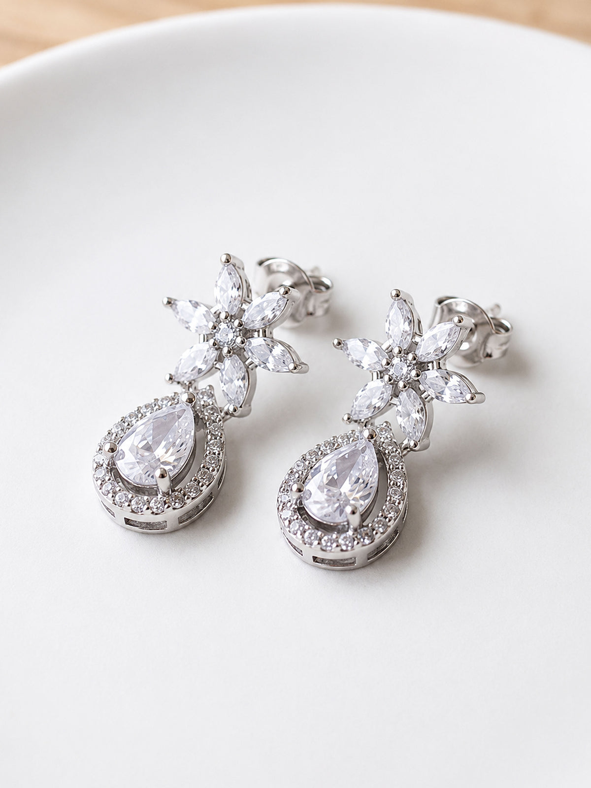 Rhodium Plated AD Earrings for Women