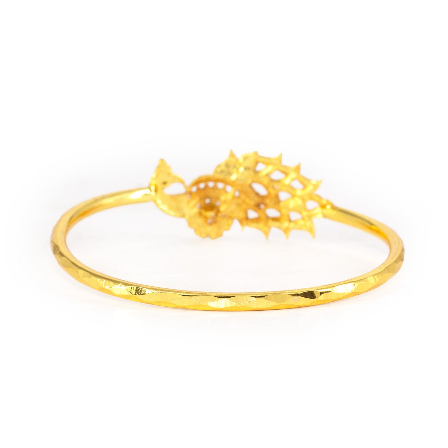 Gold Plated Peacock Temple Bangle Bracelet for Women