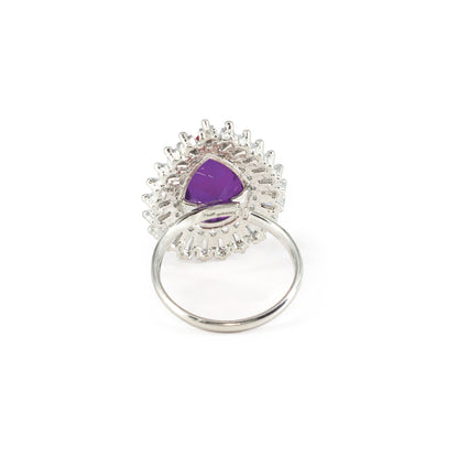 Silver Plated Purple AD Adjustable Ring for Women