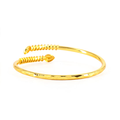Gold Plated Leaf Adjustable Temple Bangle Bracelet for Women