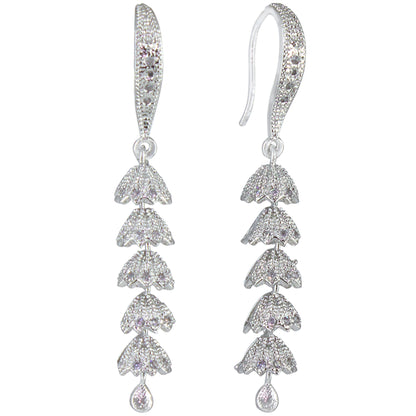 Silver Plated 5 Layer American Diamond Drop Earrings