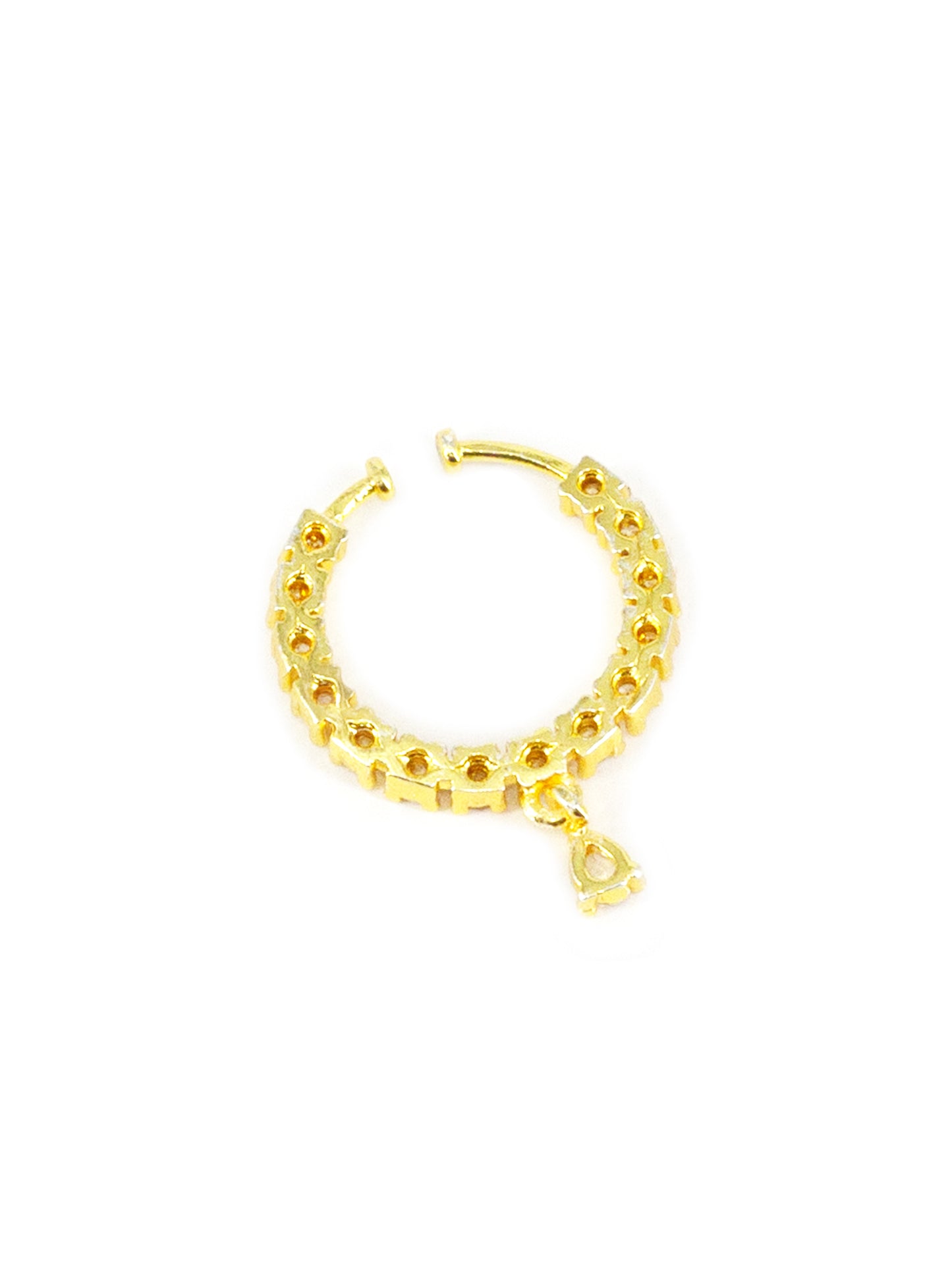 Gold Plated AD Bridal Drop Press On Nose Ring for Women