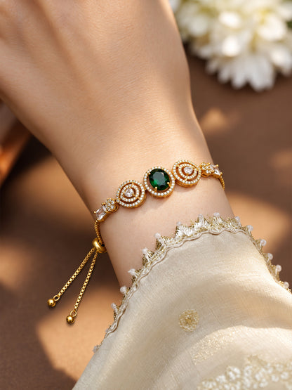 Antique Gold Plated Green AD Bracelet for Women