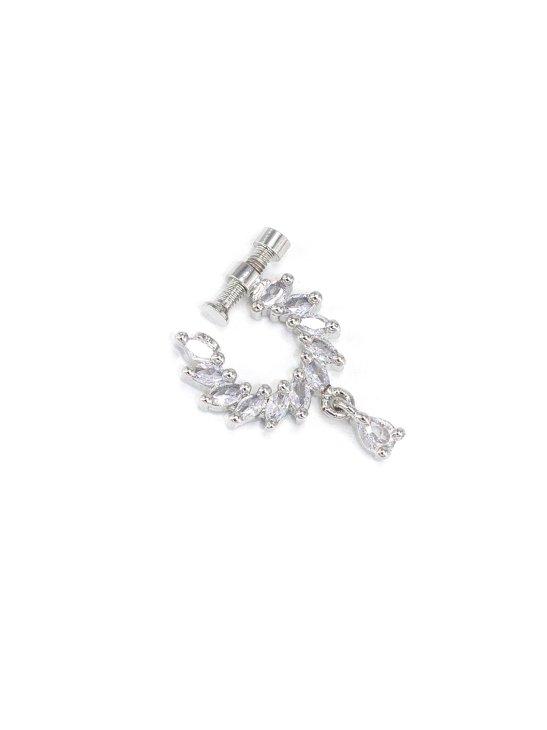 Rhodium Plated American Dimaond Drop Nose Ring