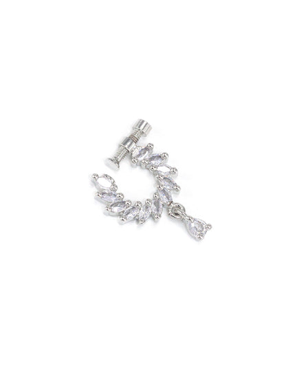 Rhodium Plated American Dimaond Drop Nose Ring