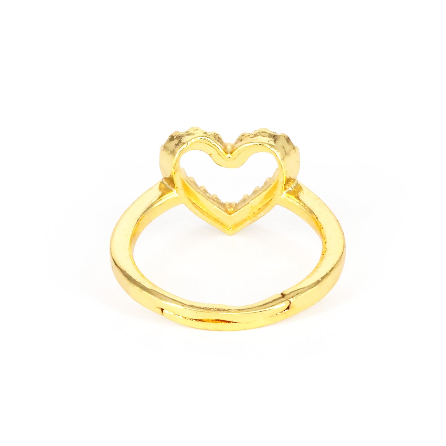 Gold Plated AD Heart Finger Ring for Women
