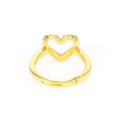 Gold Plated AD Heart Finger Ring for Women