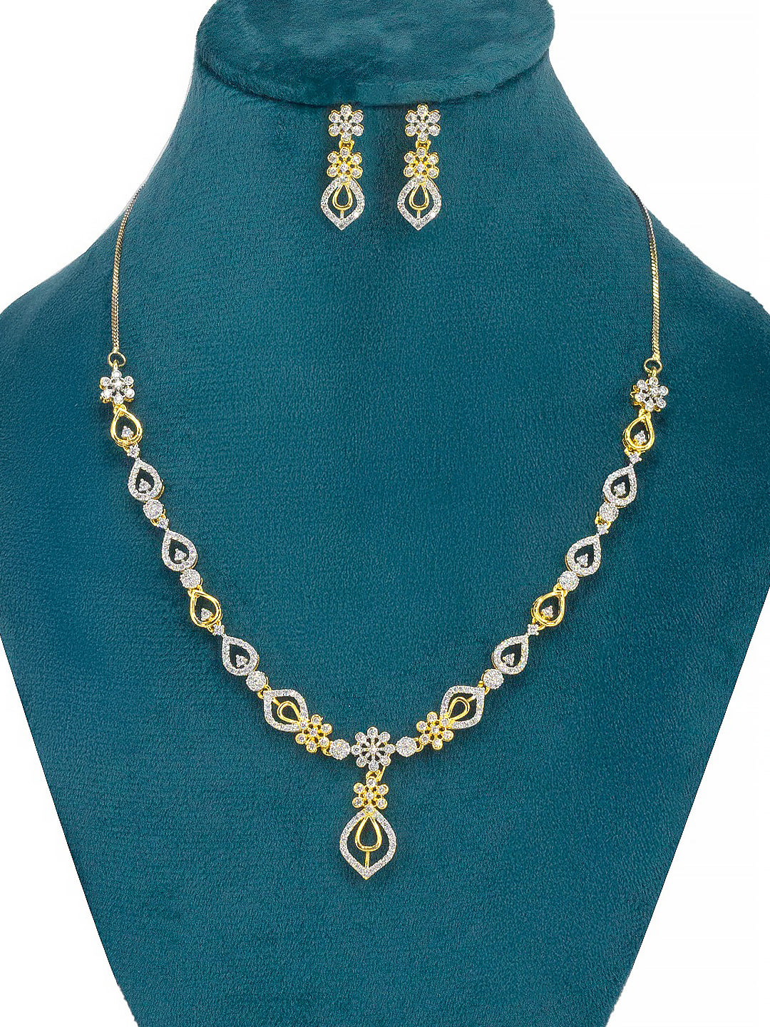 Floral American Diamond Jewellery Set