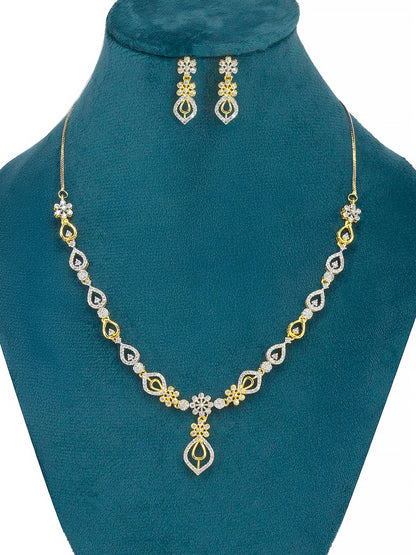 Floral American Diamond Jewellery Set