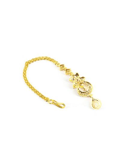 Gold Plated Floral AD Maang Tikka for Women