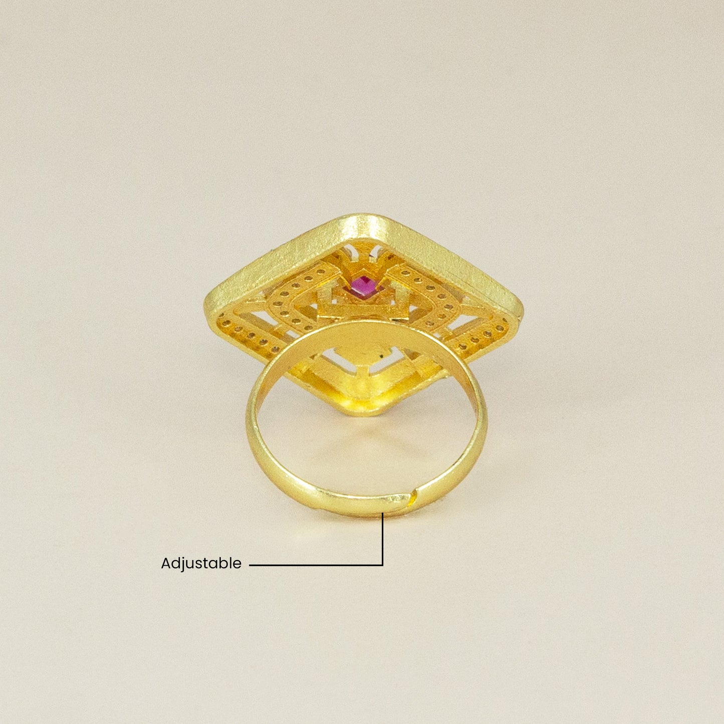 Gold Plated Anti Tarnish Red AD Finger Ring for Women