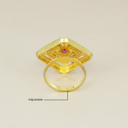 Gold Plated Anti Tarnish Red AD Finger Ring for Women