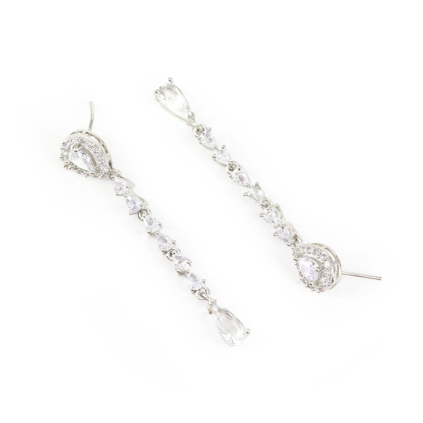 Silver Plated AD Drop Earrings for Women