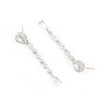 Silver Plated AD Drop Earrings for Women
