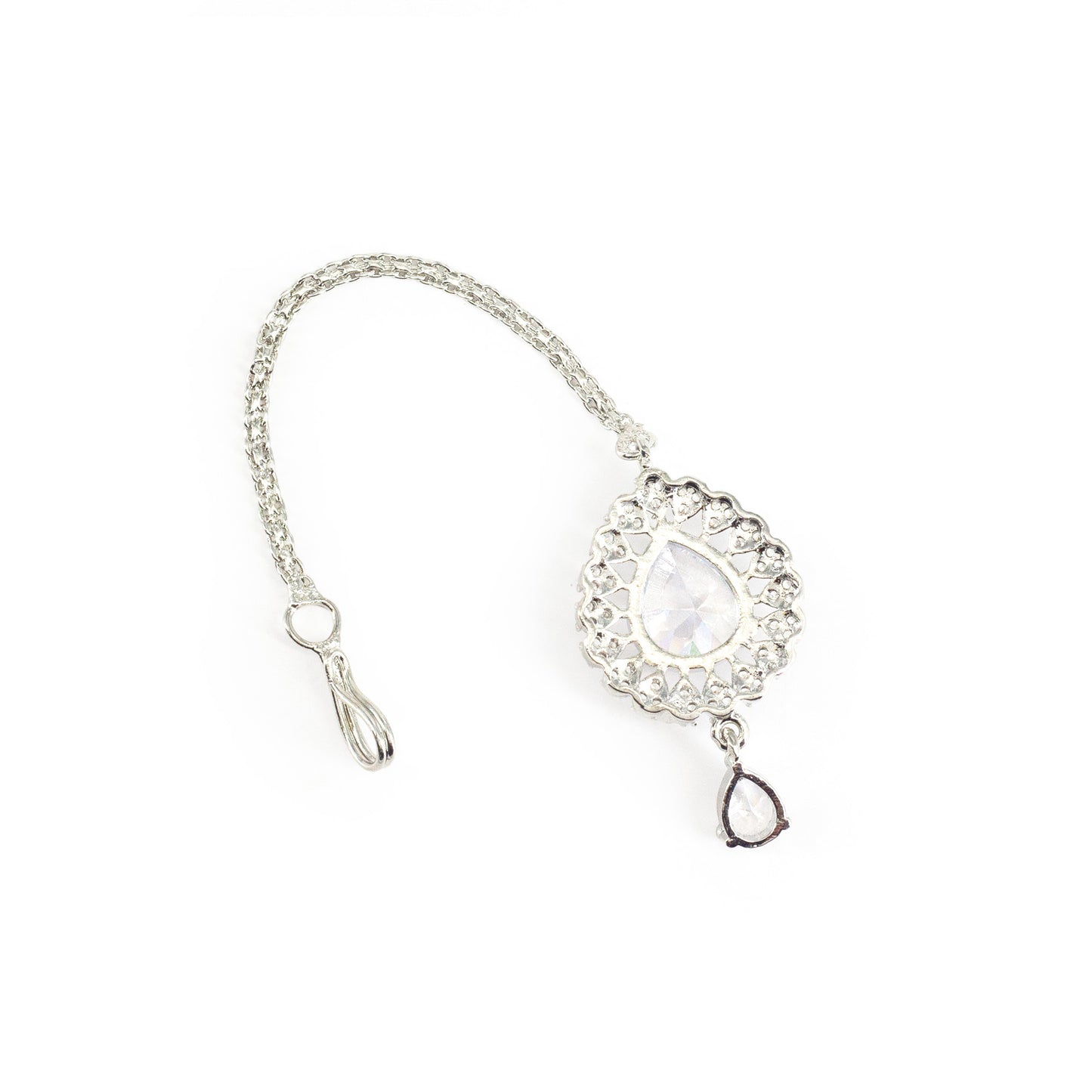 Silver Plated AD Maang Tikka for Women