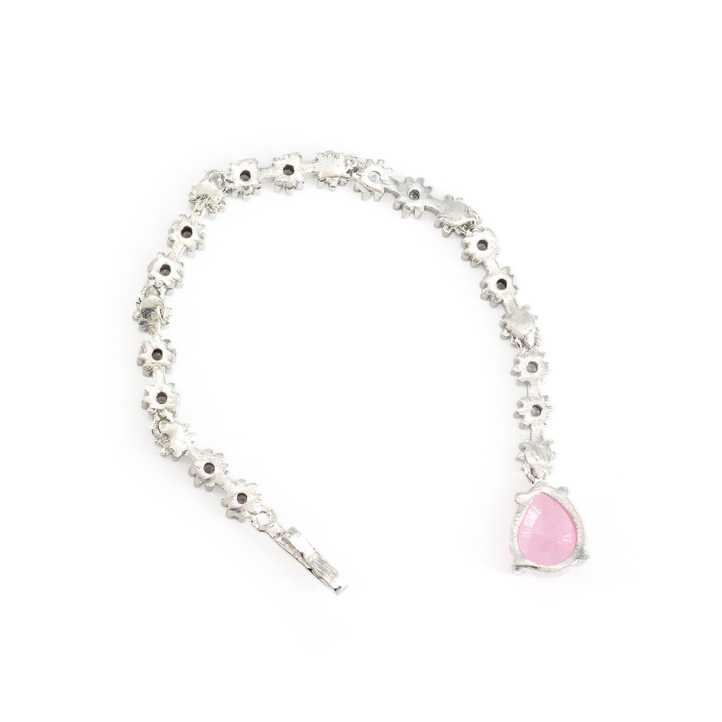 Silver Plated Pink AD Teardrop Maang Tikka for Women