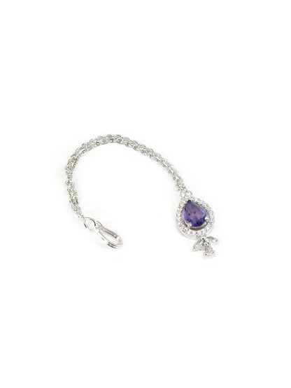 Rhodium Plated Purple American Diamond Maang Tikka for Women
