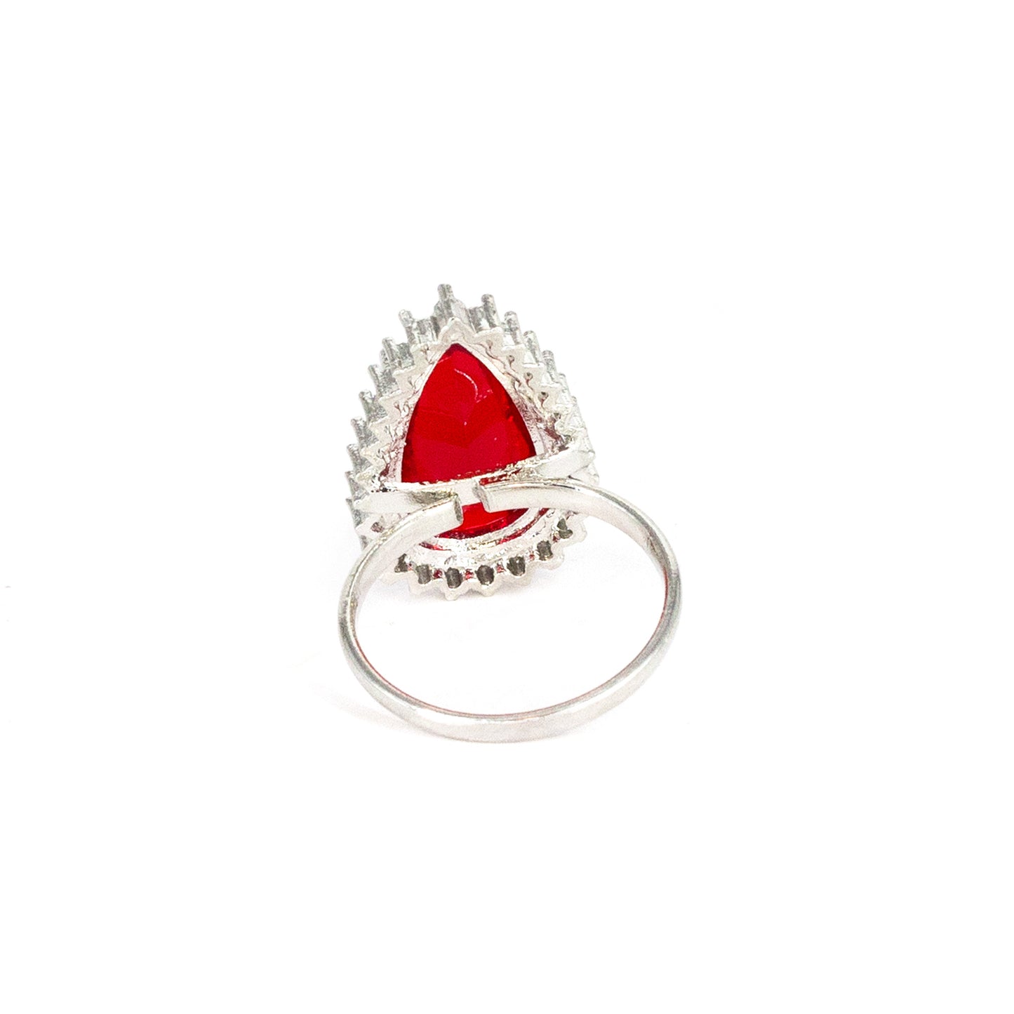Rhodium Plated Red AD Finger Ring for Women