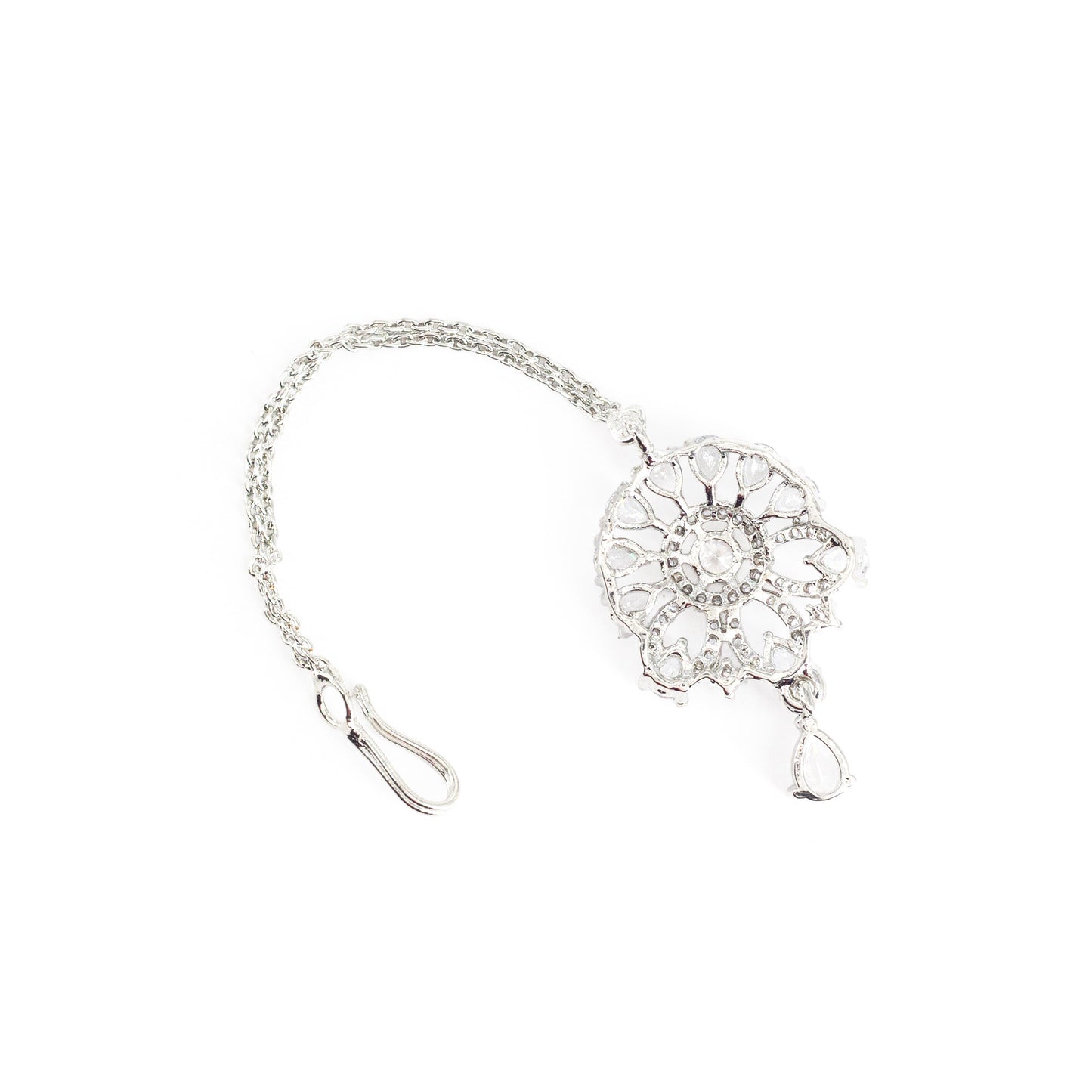 Silver Plated AD Maang Tikka for Women