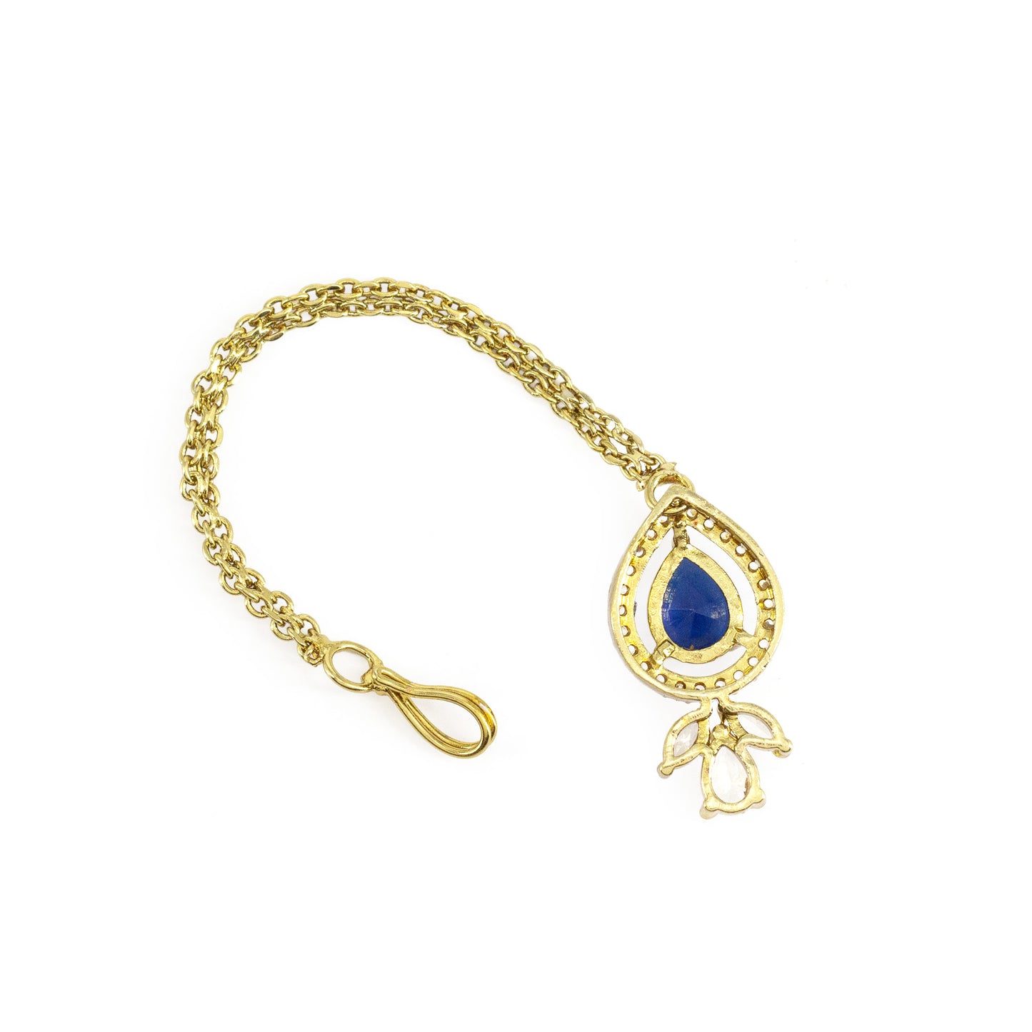 Gold Plated Blue AD Maang Tikka for Women