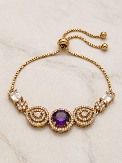 Antique Gold Plated Purple AD Bracelet for Women