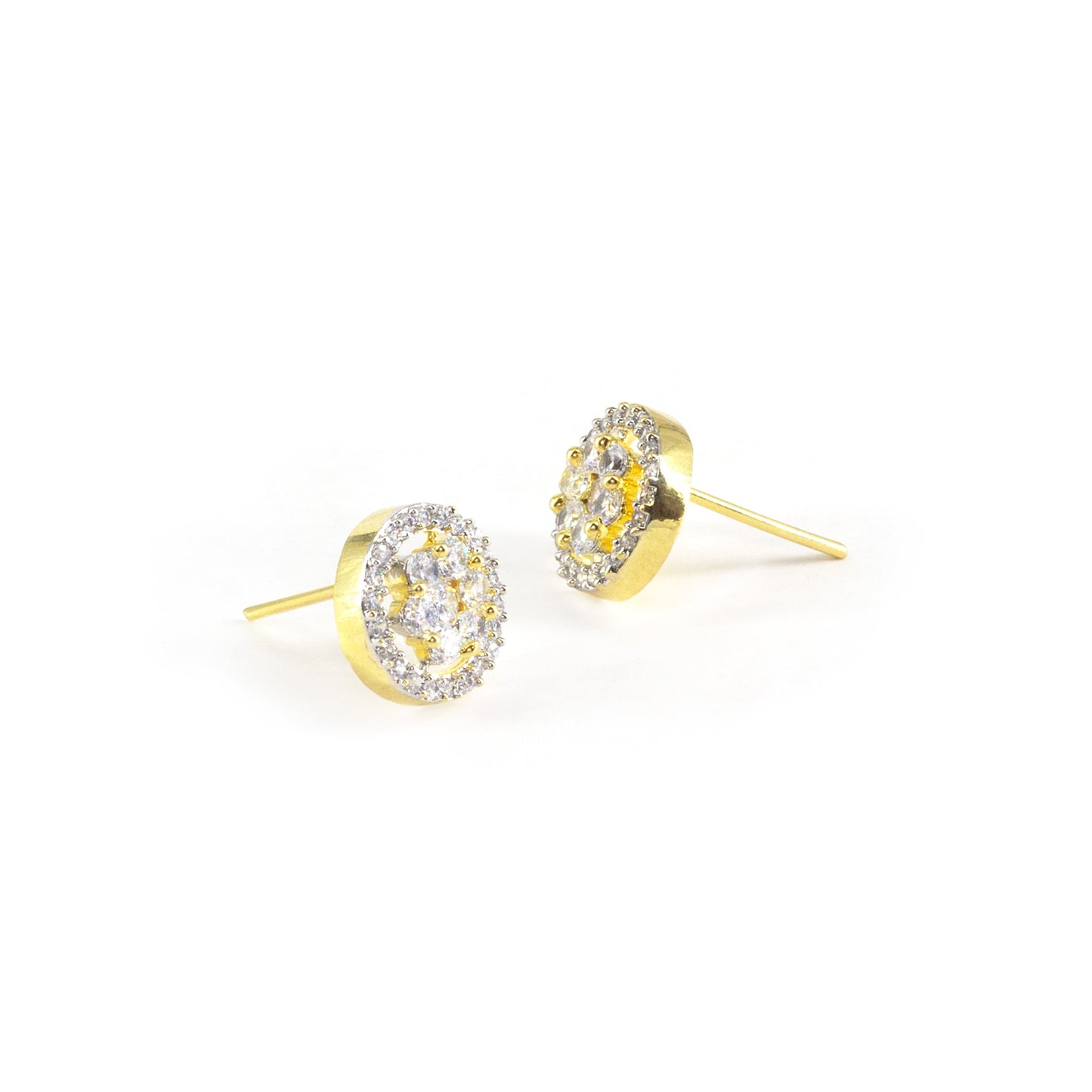 Gold Plated AD Round Stud Earring for Women