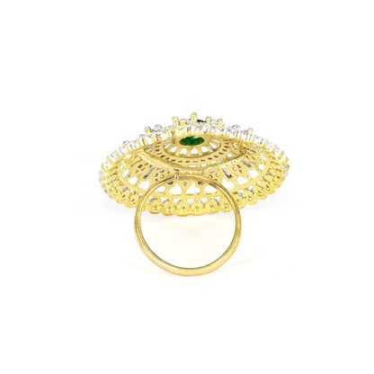 Gold Plated Green AD Finger Ring for Women