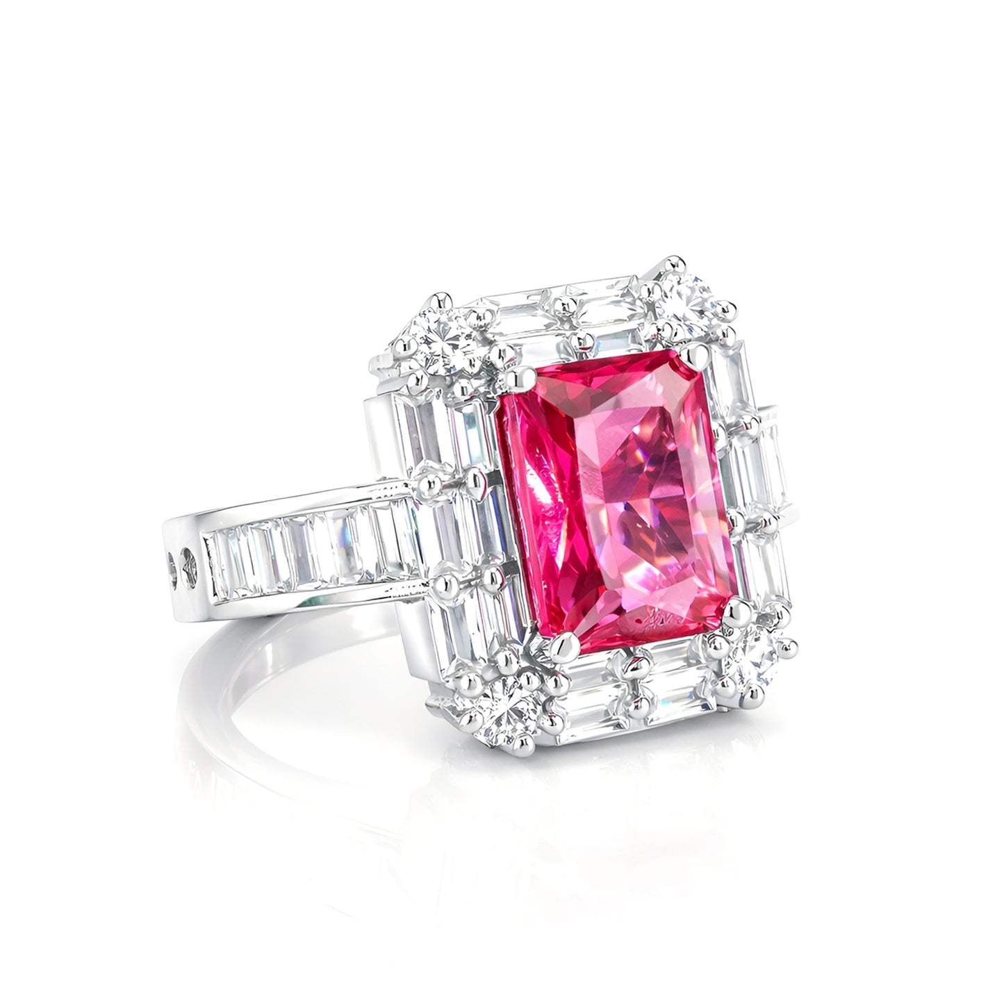 Silver Plated Red AD Adjustable Ring For Women