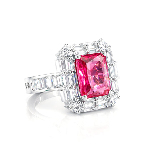 Silver Plated Red AD Adjustable Ring For Women