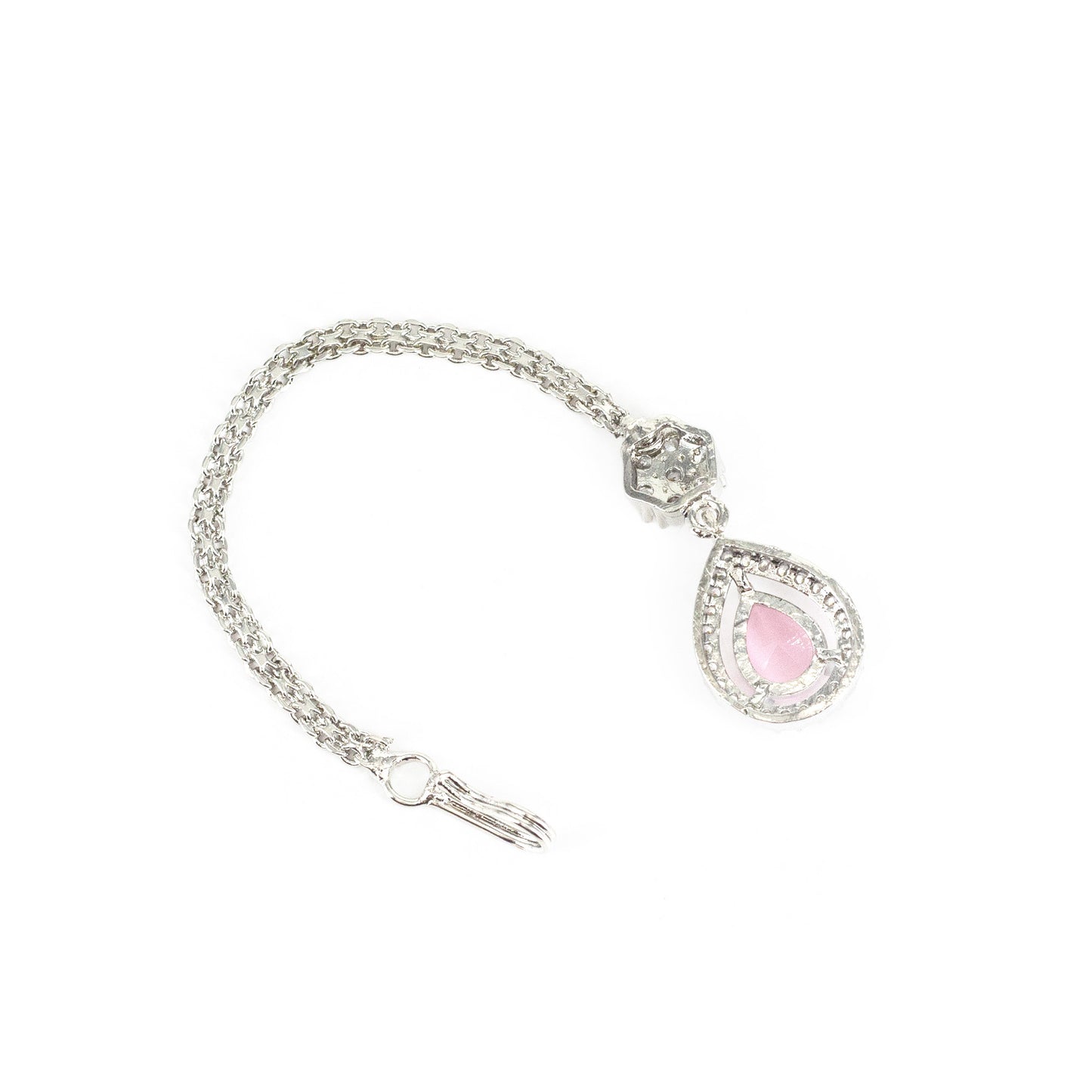 Silver Plated Pink AD Maang Tikka for Women